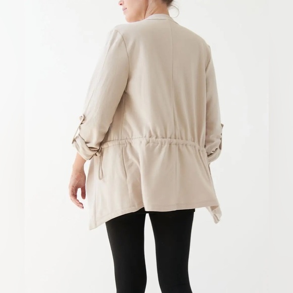 Hemp/Organic Cotton Blend Open Front Jacket | Taupe - Picture 5 of 7